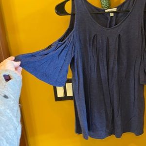 Blue open shoulder shirt